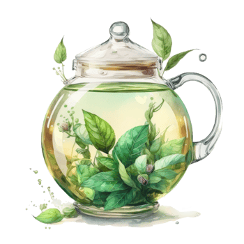 Watercolor green tea. Illustration png