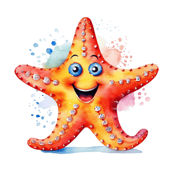 Cute watercolor starfish. Illustration png