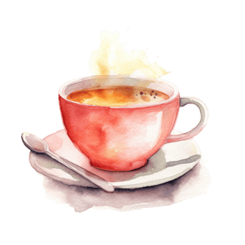 Watercolor painted tee cup. Illustration png