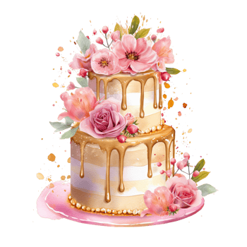 Watercolor Birthday Cake. Illustration png