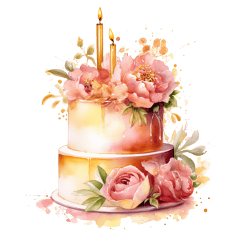 Watercolor Birthday Cake. Illustration png