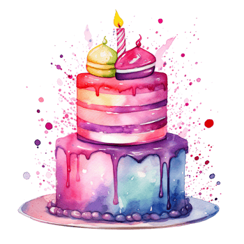 Watercolor Birthday Cake. Illustration png