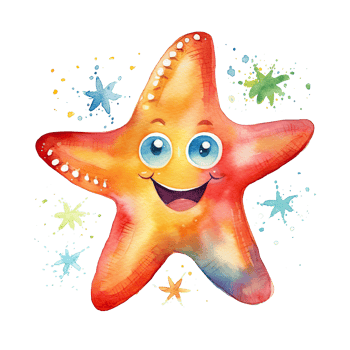 Cute watercolor starfish. Illustration png