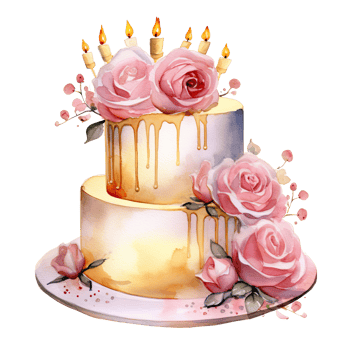 Watercolor Birthday Cake. Illustration png