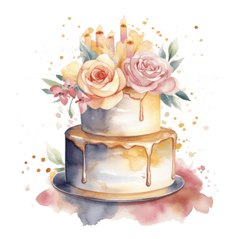 Watercolor Birthday Cake. Illustration png