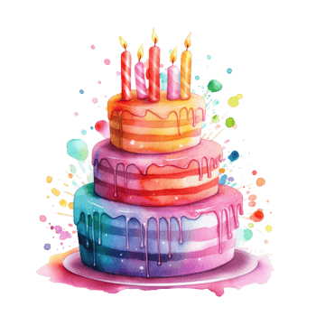 Watercolor Birthday Cake. Illustration png