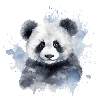 Cute watercolor panda. Illustration png