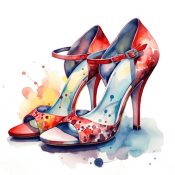 Watercolor fashion shoes. Illustration png