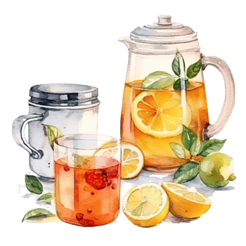 Watercolor tea with teapot. Illustration png