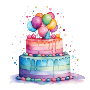 Watercolor Birthday Cake. Illustration png