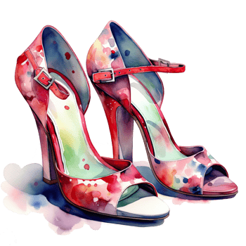 Watercolor fashion shoes. Illustration png