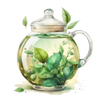 Watercolor green tea. Illustration png
