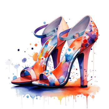 Watercolor fashion shoes. Illustration png