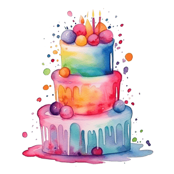 Watercolor Birthday Cake. Illustration png
