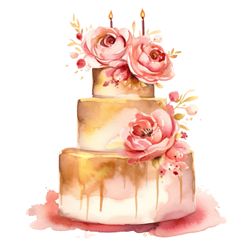 Watercolor Birthday Cake. Illustration png