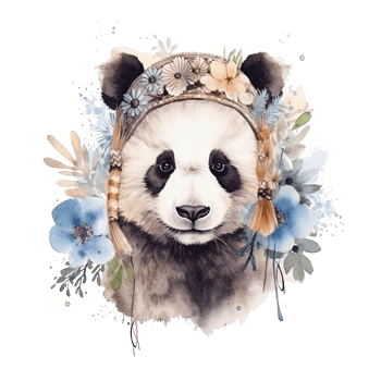 Cute watercolor panda. Illustration png