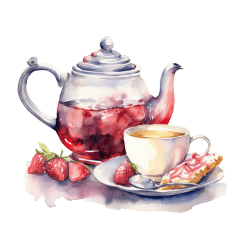 Watercolor tea with teapot. Illustration png