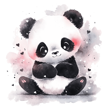 Cute watercolor panda. Illustration png