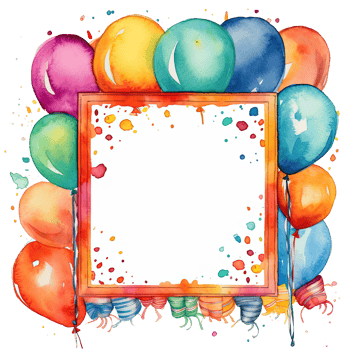 Kids cartoon birthday background. Illustration png