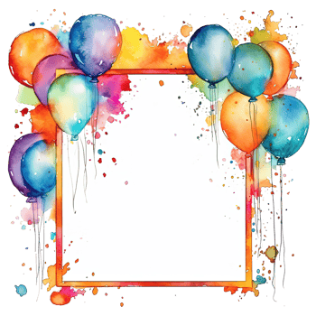 Kids cartoon birthday background. Illustration png