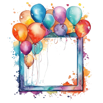 Kids cartoon birthday background. Illustration png