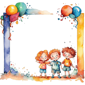 Kids cartoon birthday background. Illustration png