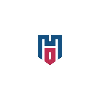 Letters MHO Shield negative space logo design vector