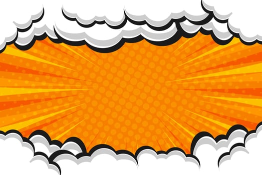 Pop art comic cartoon orange background with cloud vector