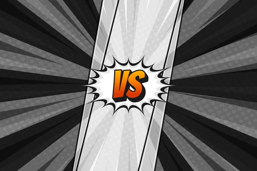 Black comic pop art versus background with burst vector