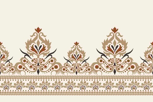 Ikat floral paisley embroidery on white background.Ikat ethnic oriental pattern traditional.Aztec style abstract vector illustration.design for texture,fabric,clothing,wrapping,decoration,sarong,scarf