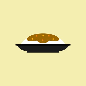 japanese curry rice flat design vector illustration. Japanese Kare Raisu - Japanese Curry Rice flat vector design illustration, clipart cartoon style. Asian food Japanese cuisine. Japanese food