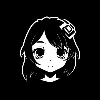 Anime - Black and White Isolated Icon - Vector illustration