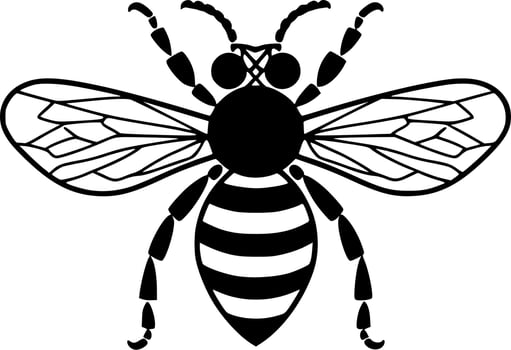 Bees, Black and White Vector illustration
