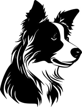 Border Collie, Black and White Vector illustration