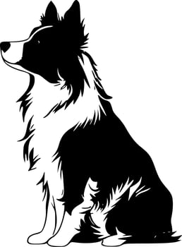 Border Collie - Black and White Isolated Icon - Vector illustration