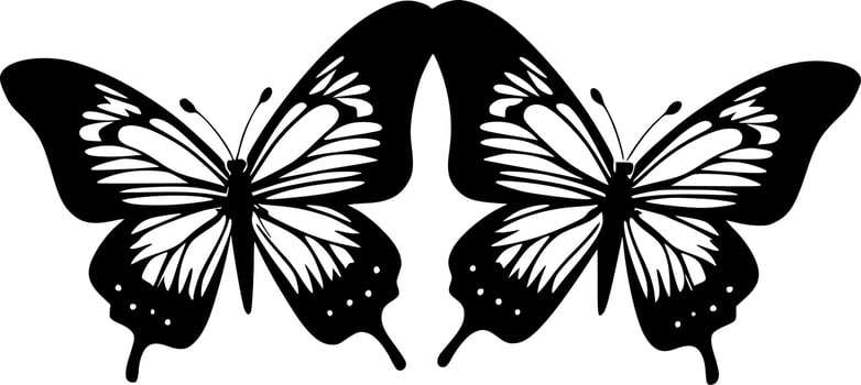 Butterflies, Black and White Vector illustration