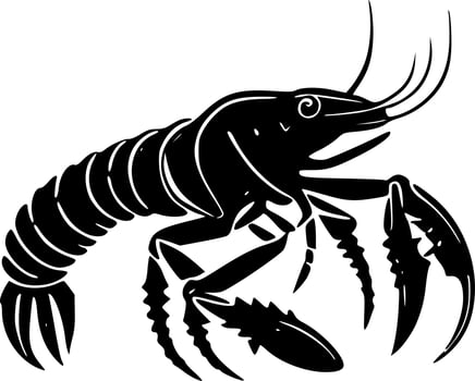 Crawfish, Black and White Vector illustration