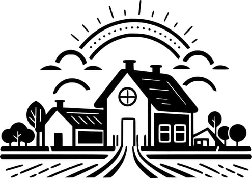 Farm - Black and White Isolated Icon - Vector illustration