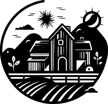 Farm - Black and White Isolated Icon - Vector illustration