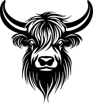 Highland Cow - Minimalist and Flat Logo - Vector illustration