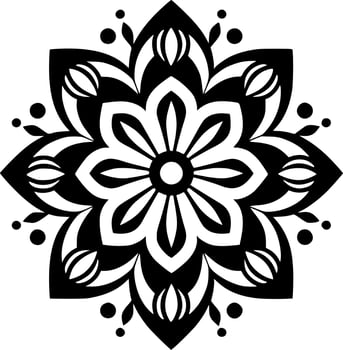 Mandala, Black and White Vector illustration