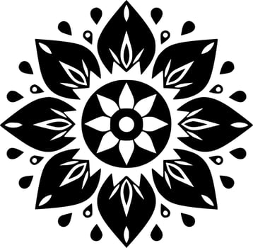 Mandala - Black and White Isolated Icon - Vector illustration
