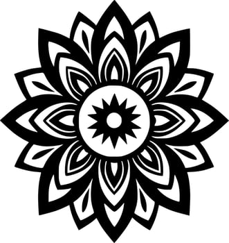 Mandala - Black and White Isolated Icon - Vector illustration