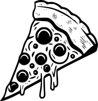 Pizza - Black and White Isolated Icon - Vector illustration