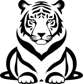 Tiger - Black and White Isolated Icon - Vector illustration