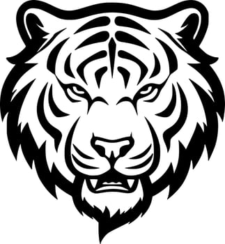 Tiger - Black and White Isolated Icon - Vector illustration