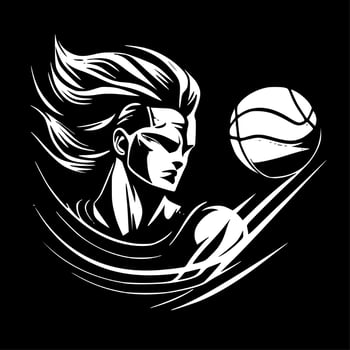 Volleyball - Black and White Isolated Icon - Vector illustration