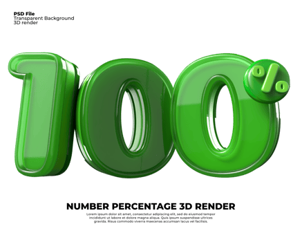 3D number 100 percentage sale discount green plastic png