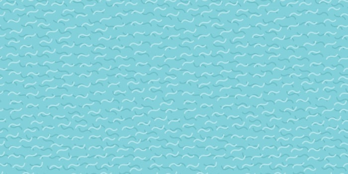 Memphis style pattern vector with small wavy dashes blue color. Simple geometric seamless background. Minimalistic repeatable design.