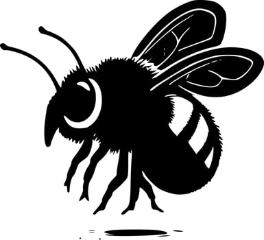 Bee, Black and White Vector illustration